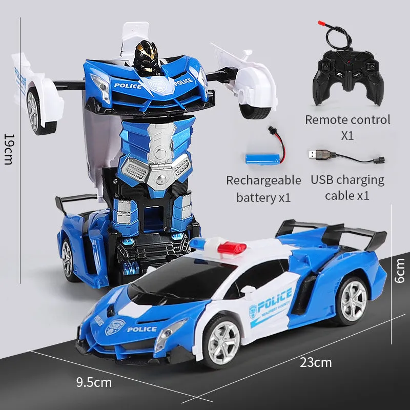 1:18 Police Transformer Remote Control Car Model Kids Toy