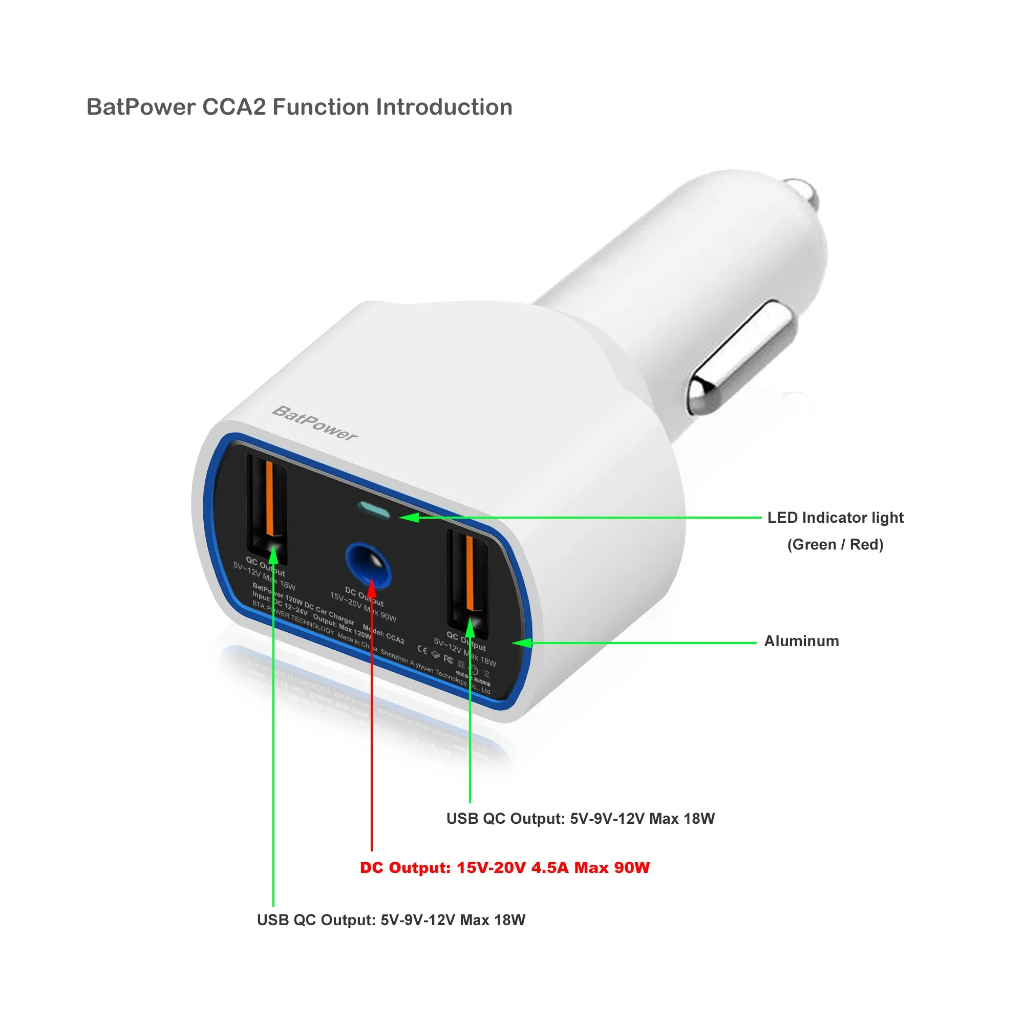 120W Laptop Car Charger High Power Delivery for Apple Laptop Car Charger Magsafe1 and Magsafe2 DC 12v-24v Auto Charger Vehicle Charger CCA2