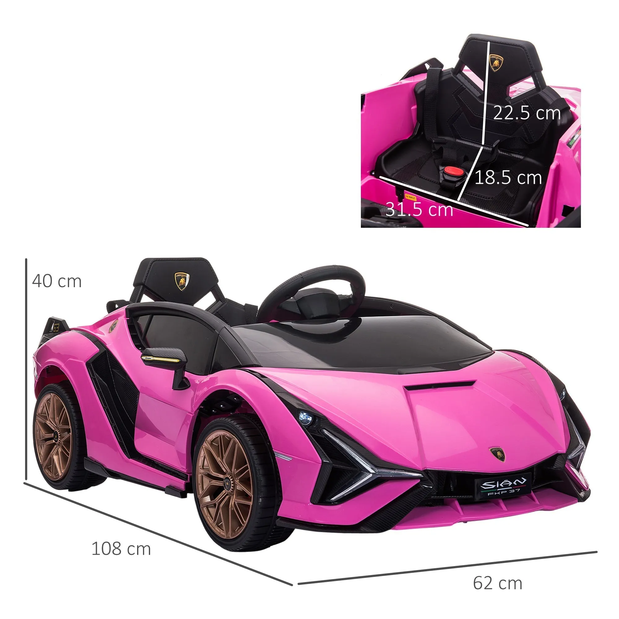 12V Kids Electric Ride On Car 2 Motors Licensed Toy Car with Remote Control Music Lights MP3 for 3-5 Years Pink