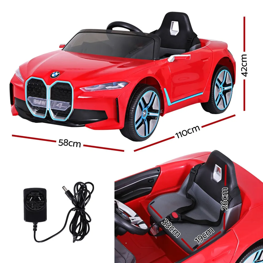 12V Red BMW I4 Kids Ride-On Car with Remote & Safety Seat Belt