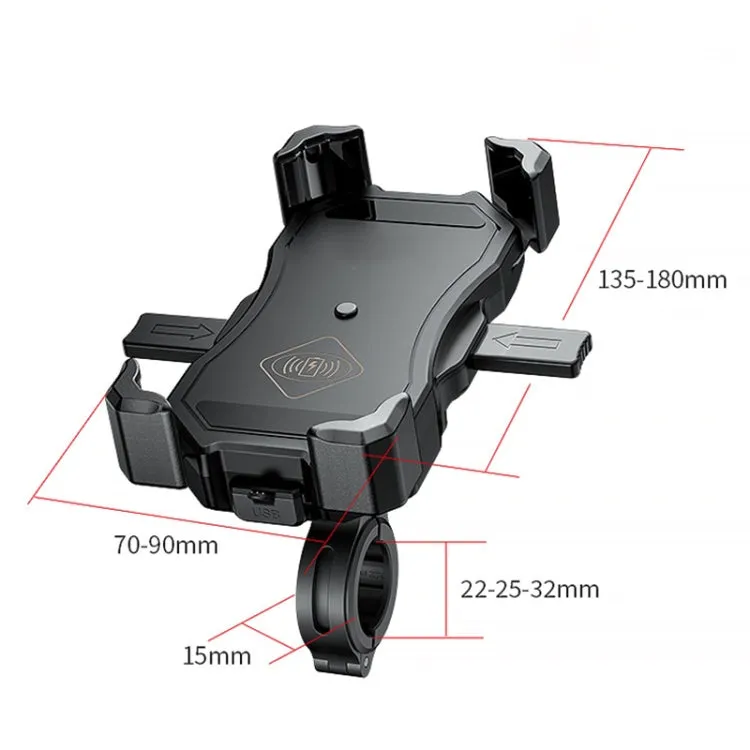 2 in 1 Motorcycle Wireless Charger   QC 3.0 USB Fast Charging Phone Holder