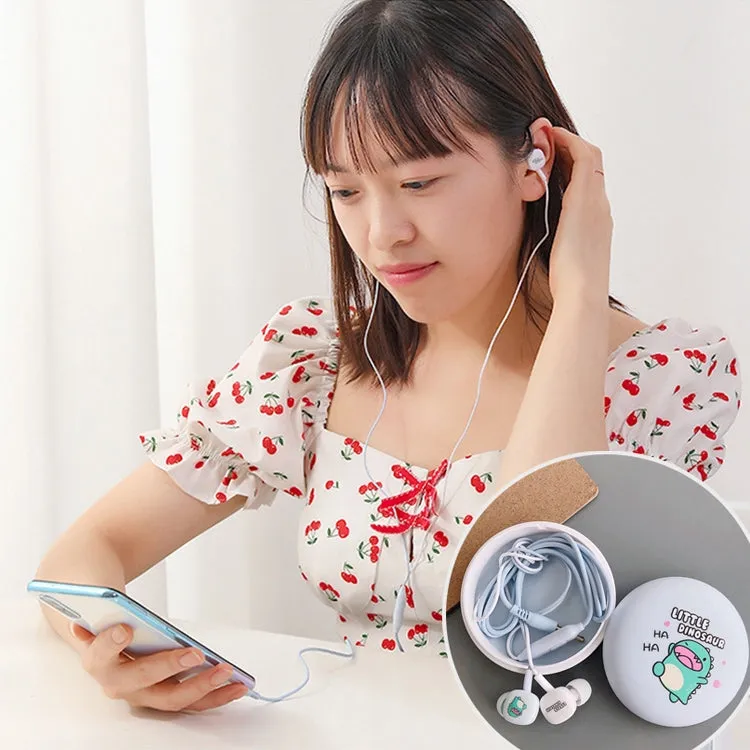 2 Pairs Cartoon Pattern Heavy Bass In-Ear Headphones Universal Wired Headphones with Microphone(Light Blue)