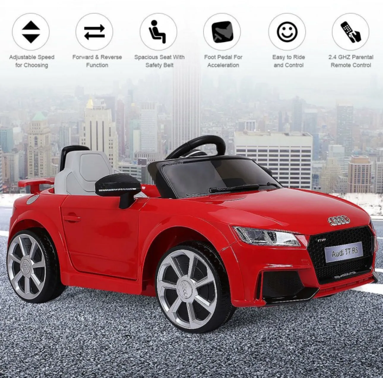 2025 Licensed Audi TT RS Ride On Car Upgraded | 12V | 1 Seater | Music | Seat Belt | LED Lights | Remote