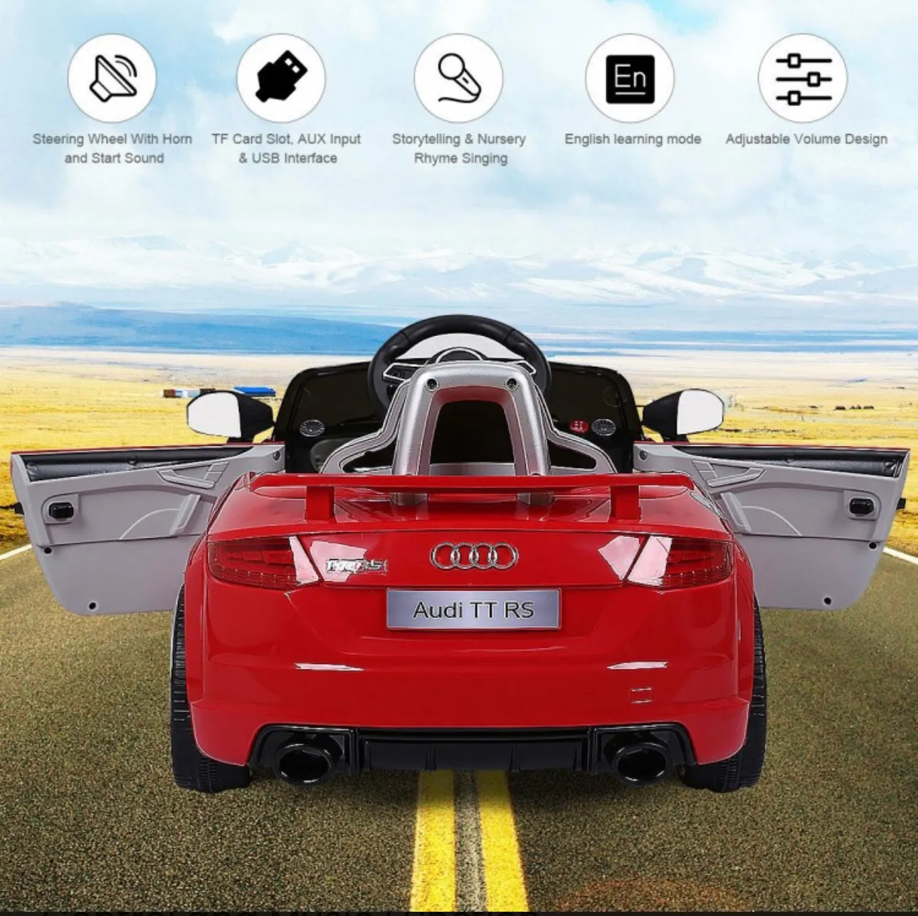 2025 Licensed Audi TT RS Ride On Car Upgraded | 12V | 1 Seater | Music | Seat Belt | LED Lights | Remote