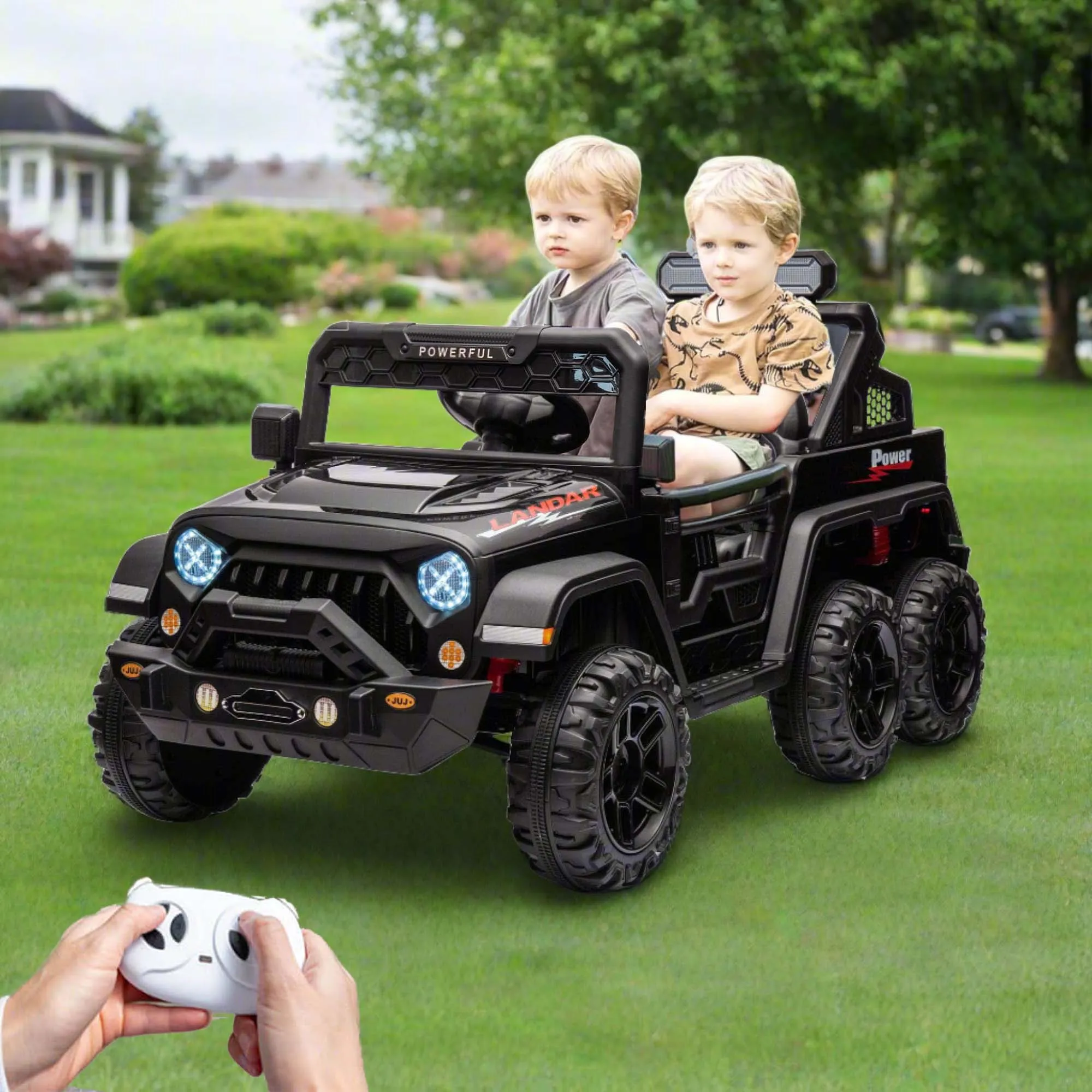 24V Ride On Car 6 Wheels Large Pickup Truck with Remote Control 2 Seater Car for Kids