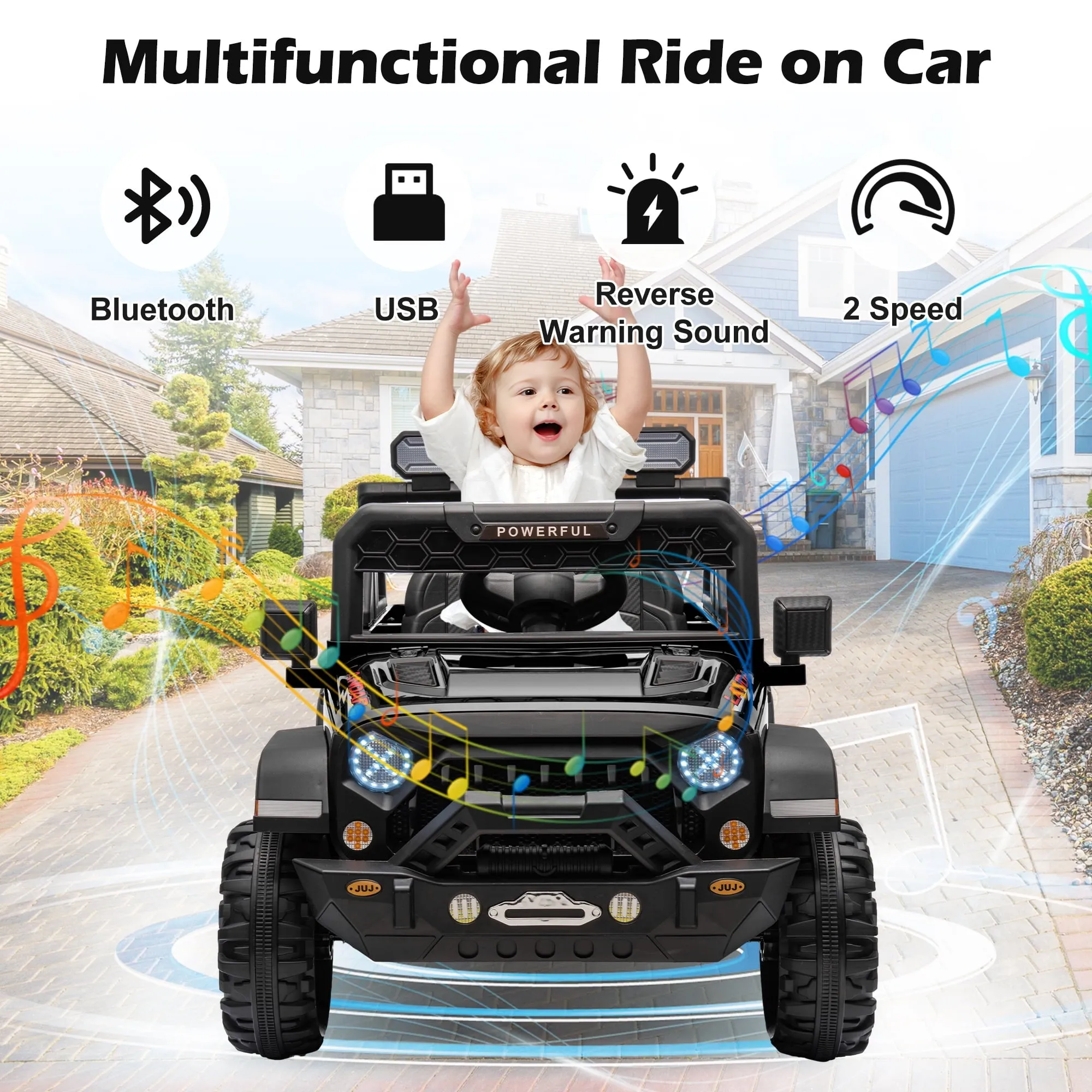 24V Ride On Car 6 Wheels Large Pickup Truck with Remote Control 2 Seater Car for Kids