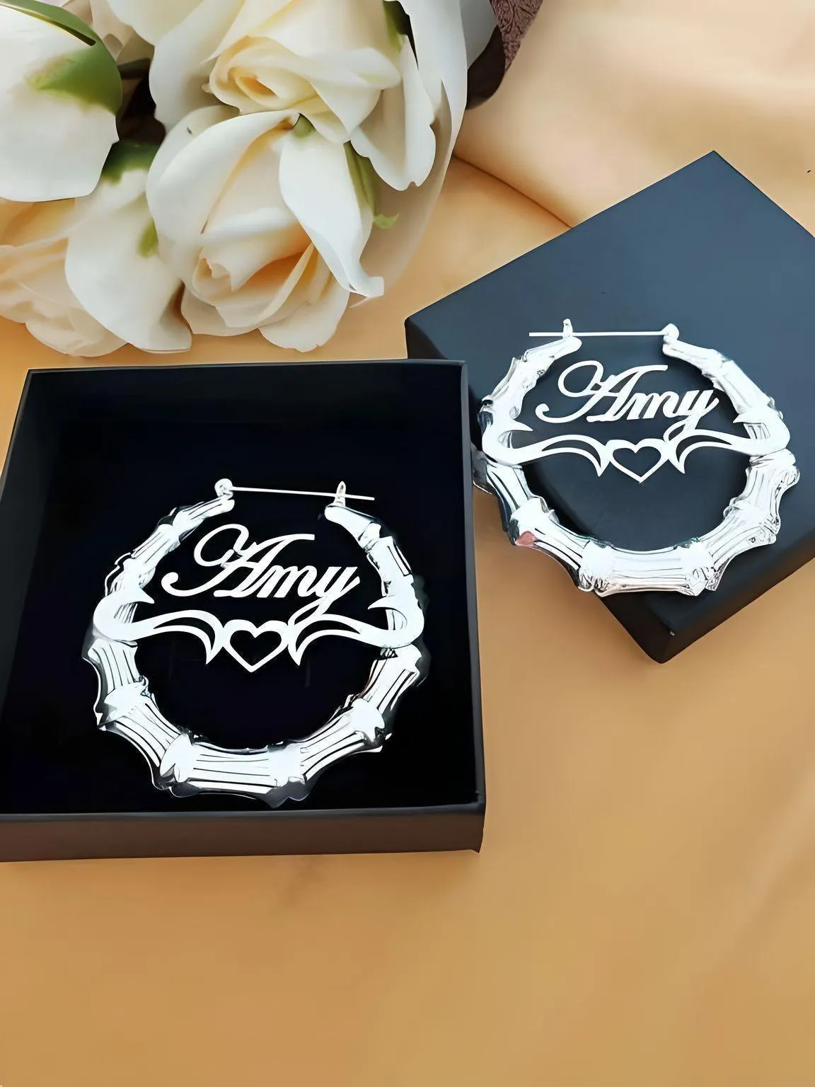 30mm-100mm Customized Name Hoop Earrings