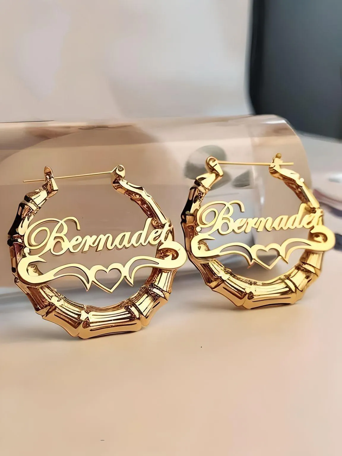 30mm-100mm Customized Name Hoop Earrings