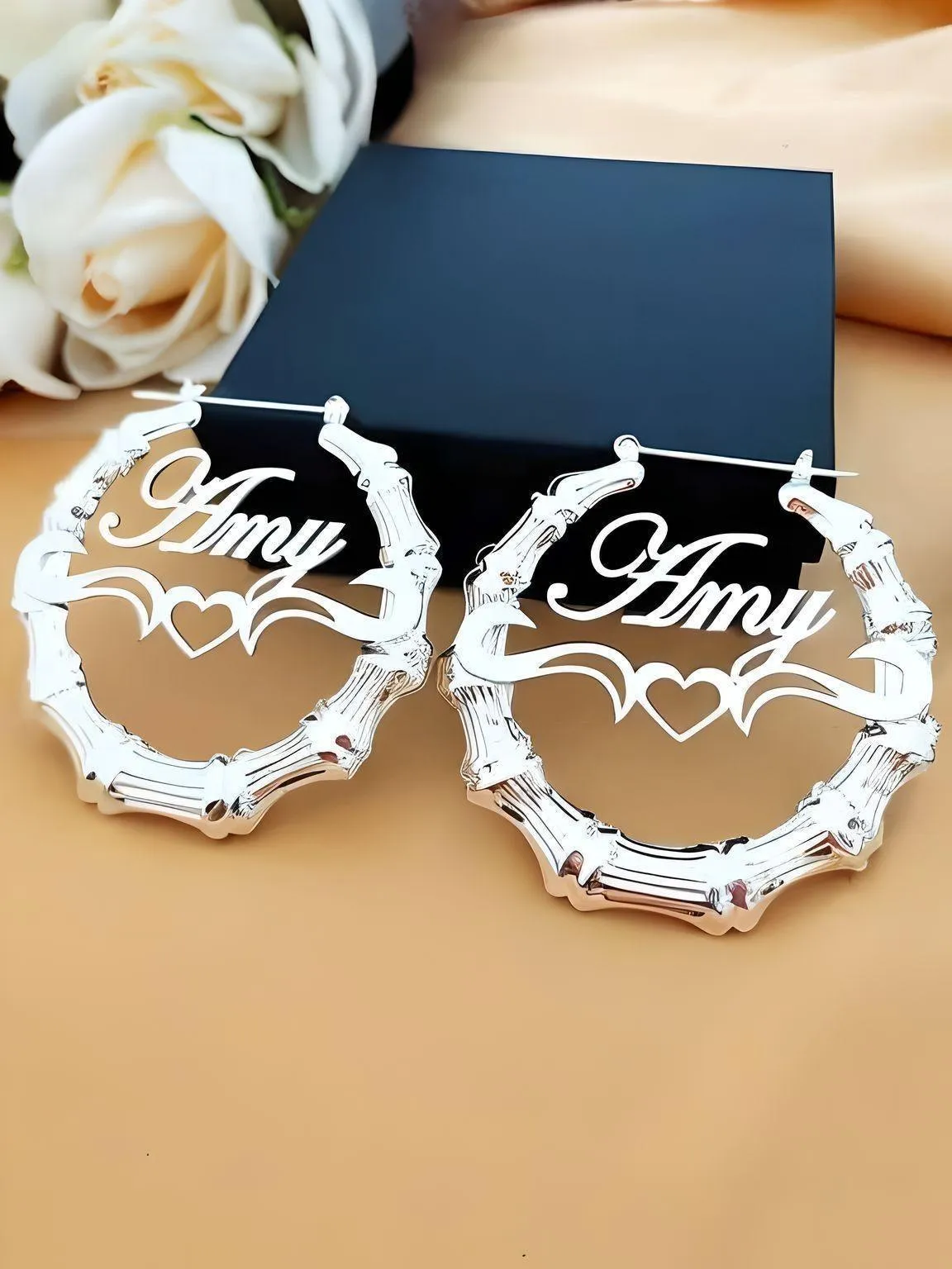 30mm-100mm Customized Name Hoop Earrings