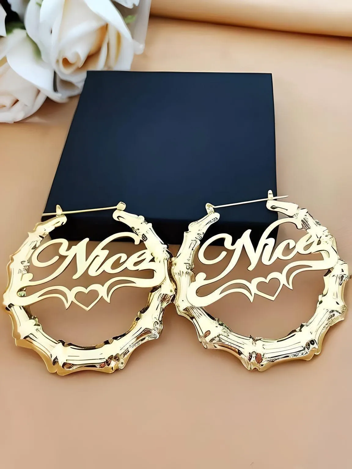 30mm-100mm Customized Name Hoop Earrings