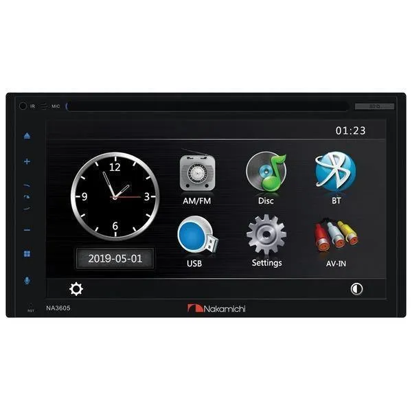 6.8-Inch WVGA Double-DIN In-Dash DVD Receiver with Apple CarPlay, Android Auto, and Bluetooth