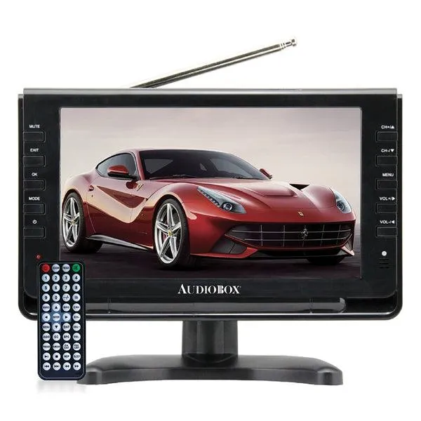 9-In. 800 x 480 Resolution Portable AC-DC LCD TV with Remote and Antenna with Magnetic Base