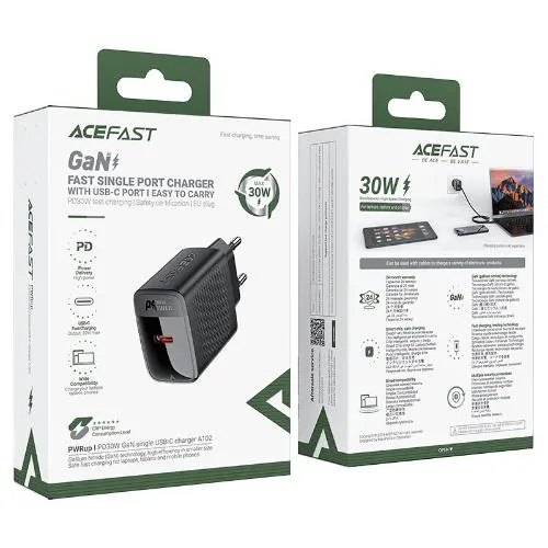 Ace Fast Adapter Charger, 30Watts, Black