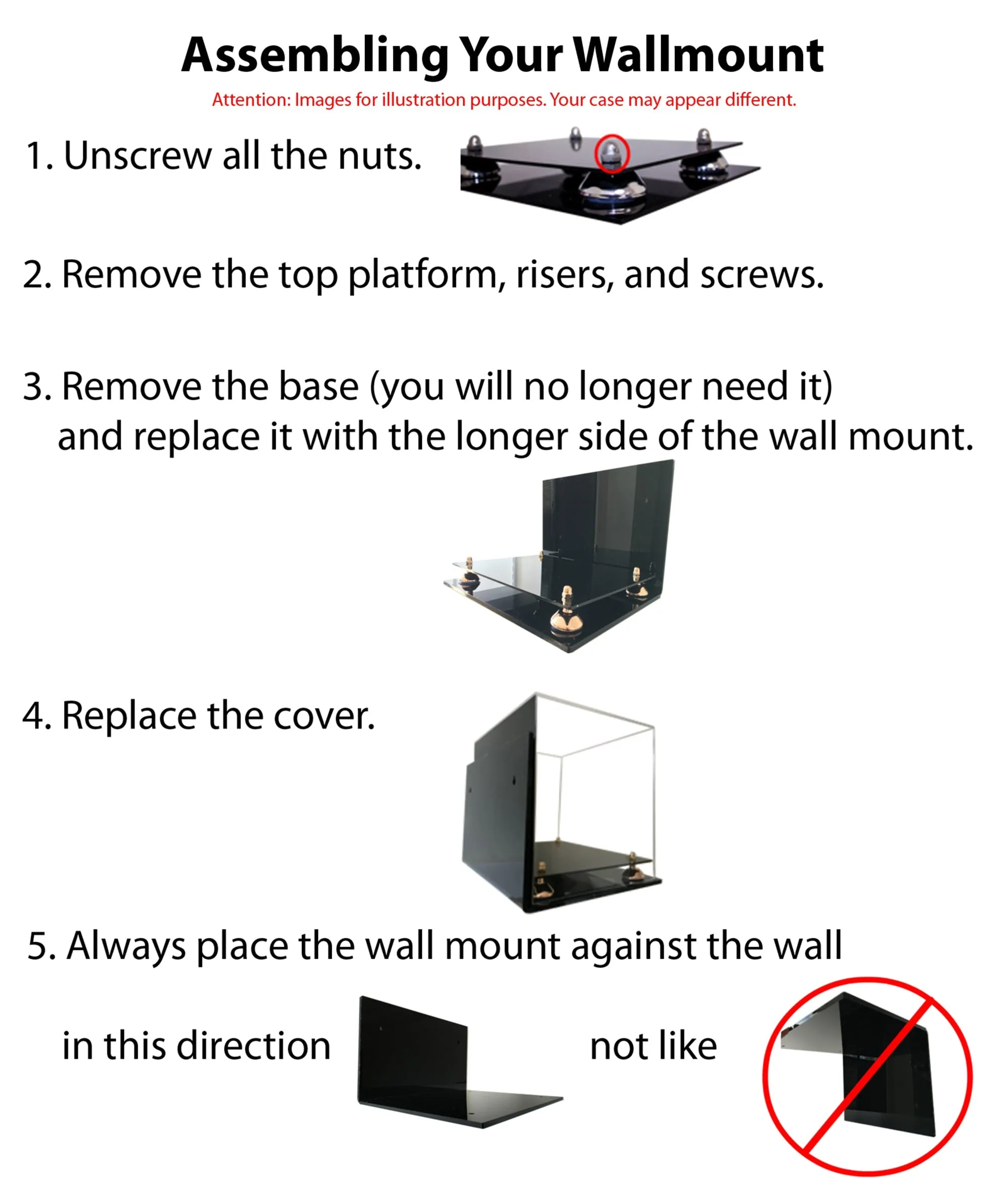 Acrylic Versatile Display Case 8.75 X 7.75 X 7 - Mirror Wall Mounts (V21/A006)