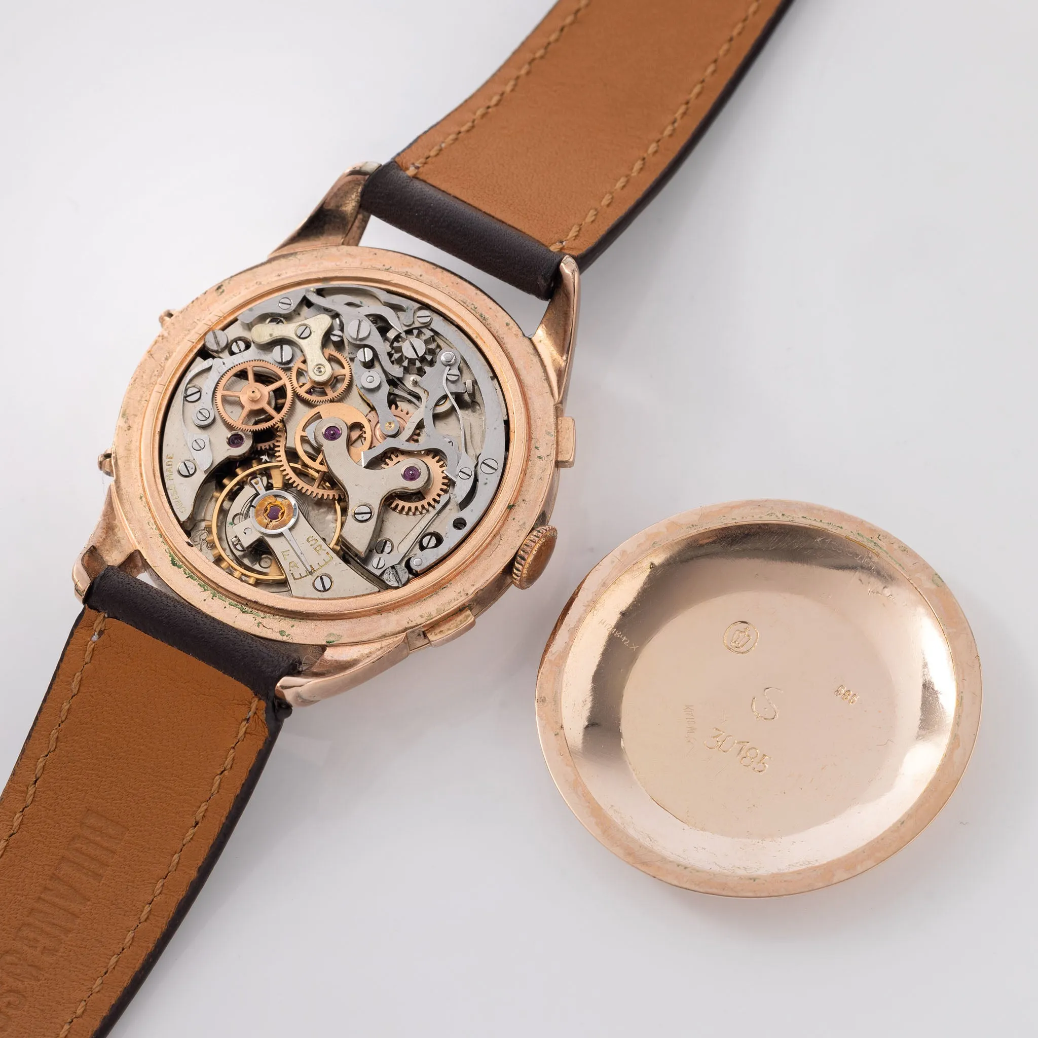 Aero Watch Triple Date Chronograph "Dato-Compax" in 14k Pink Gold