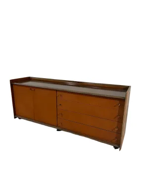 Afra & Tobia Scarpa, Artona Sideboard in Walnut and Leather, Maxalto 1970s