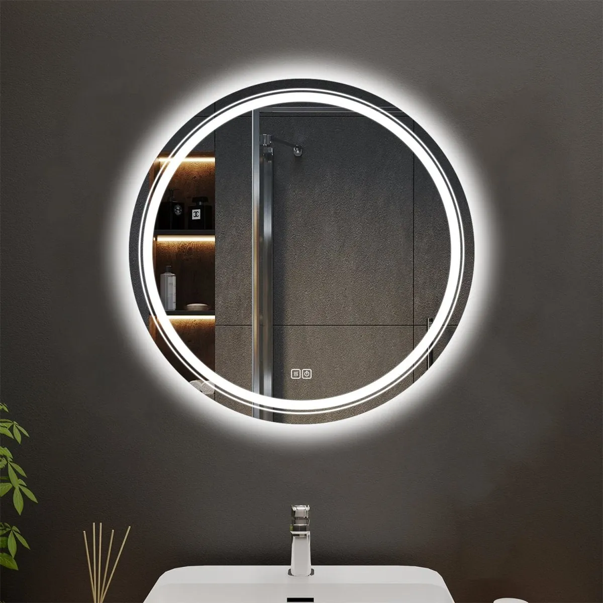 Allsumhome Aura Customized Round LED Bathroom Mirror