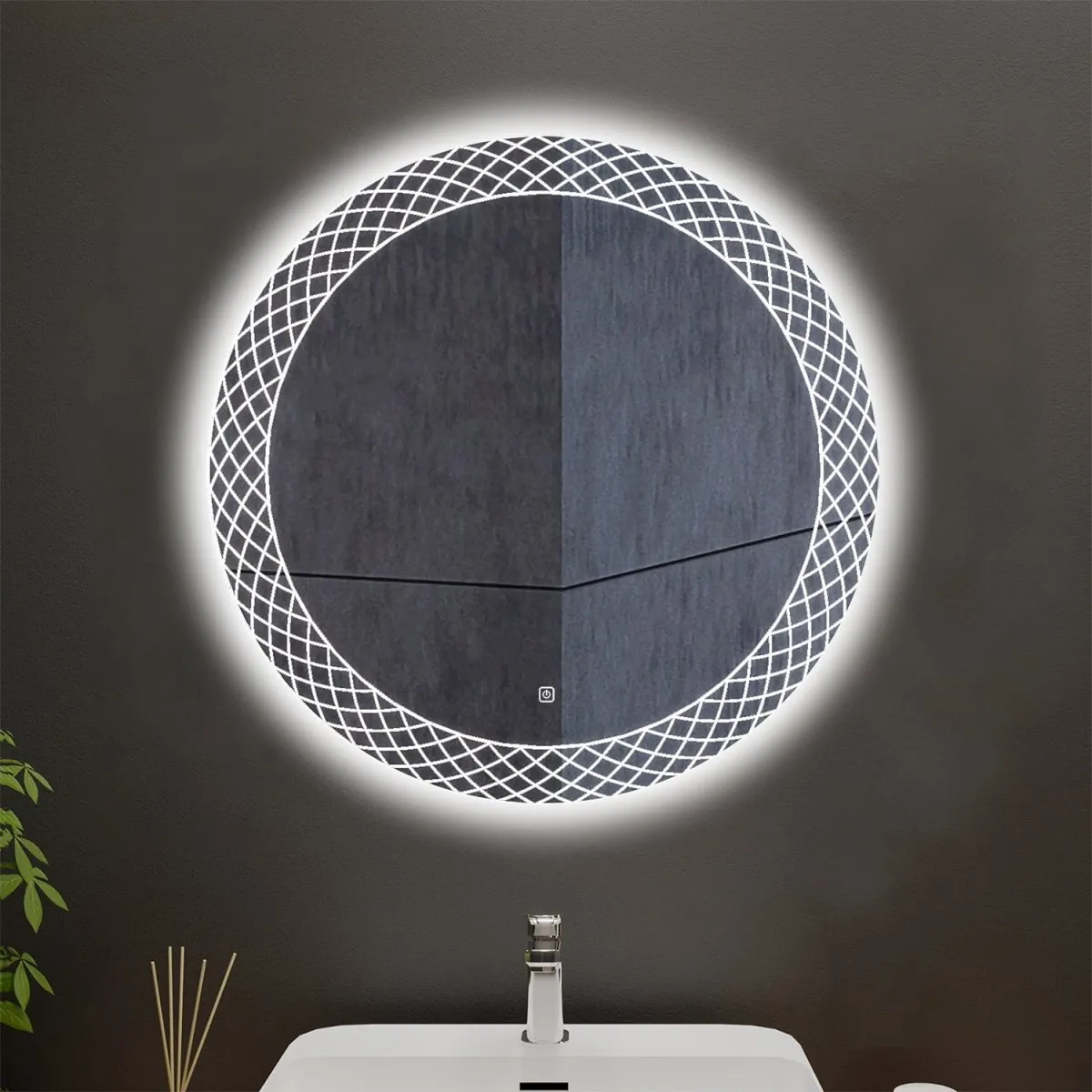 Allsumhome Globe Customized Round LED Bathroom Mirror