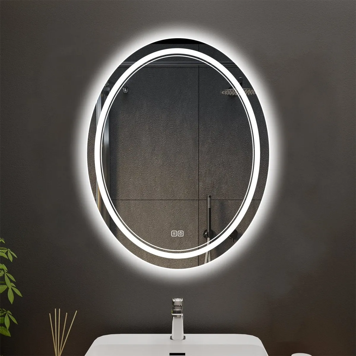 Allsumhome Orbital Customized Oval LED Bathroom Mirror