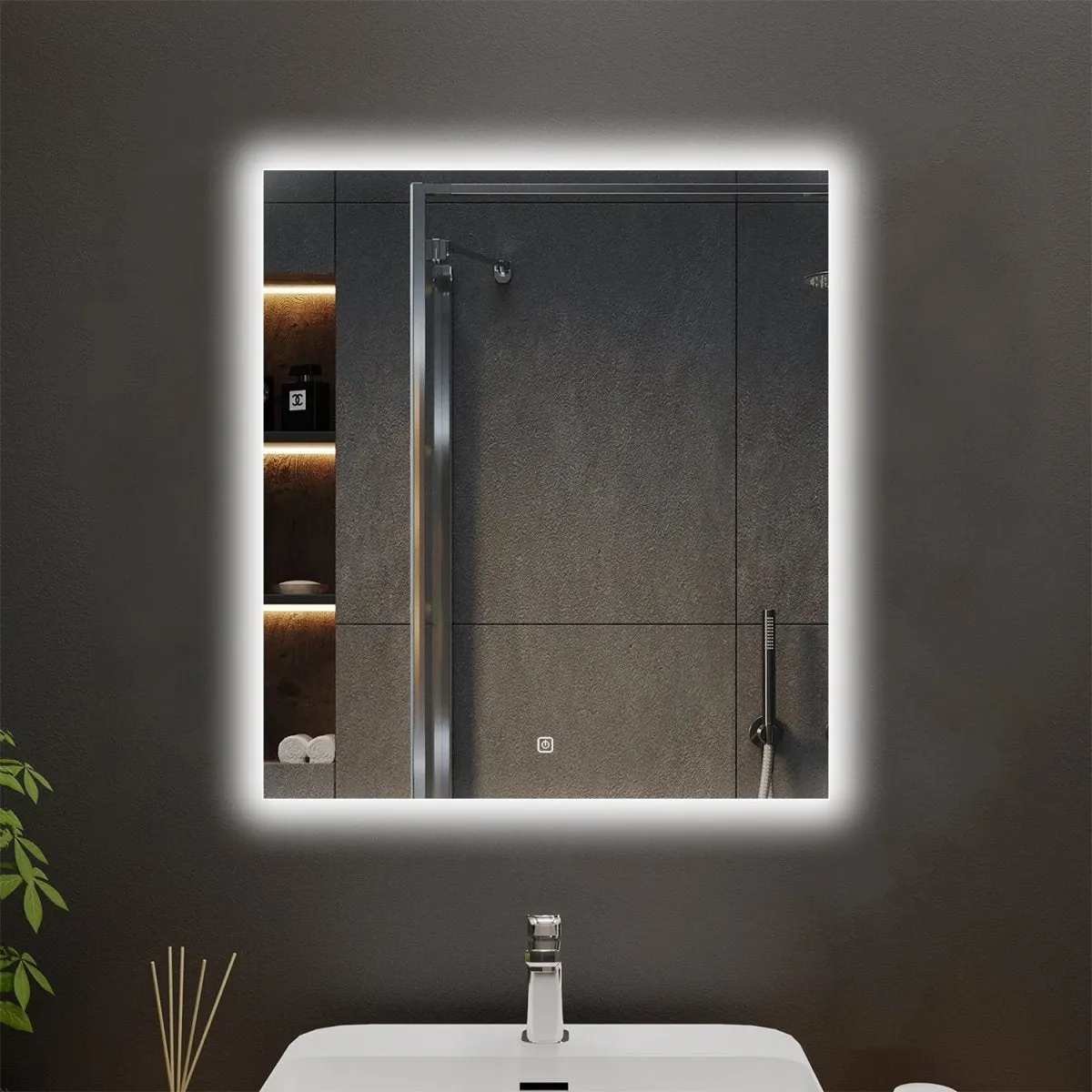 Allsumhome Vistas Customized Rectangle LED Bathroom Mirror, Backlit