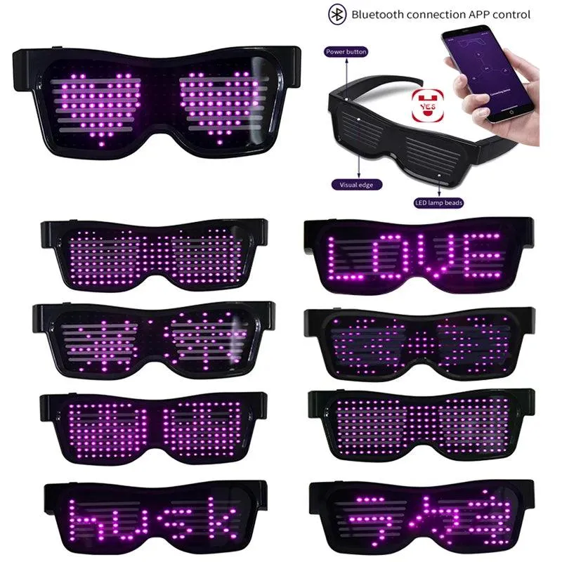 App Bluetooth Led Party Glasses Customized Languages Luminous Eyewear