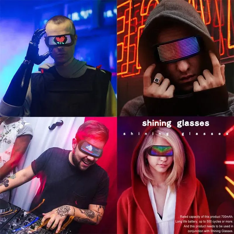 App Bluetooth Led Party Glasses Customized Languages Luminous Eyewear