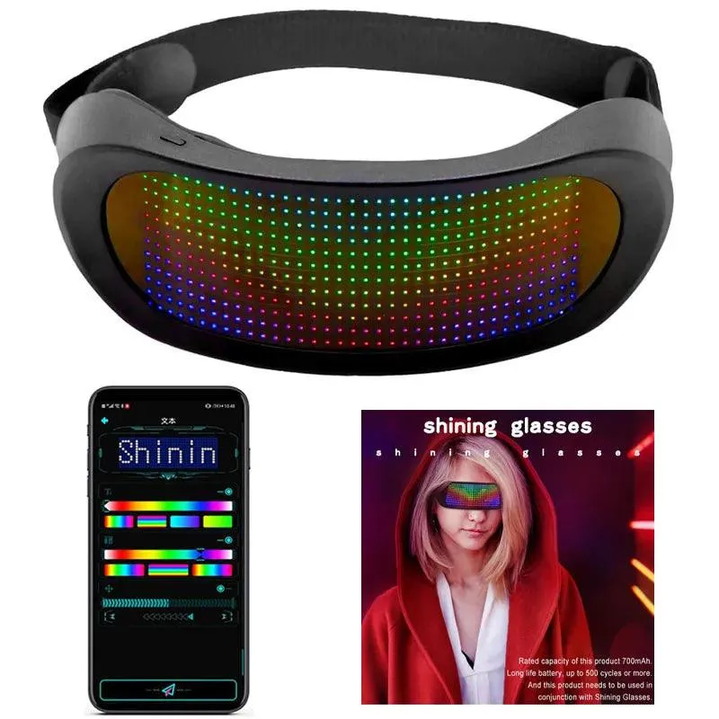 App Bluetooth Led Party Glasses Customized Languages Luminous Eyewear