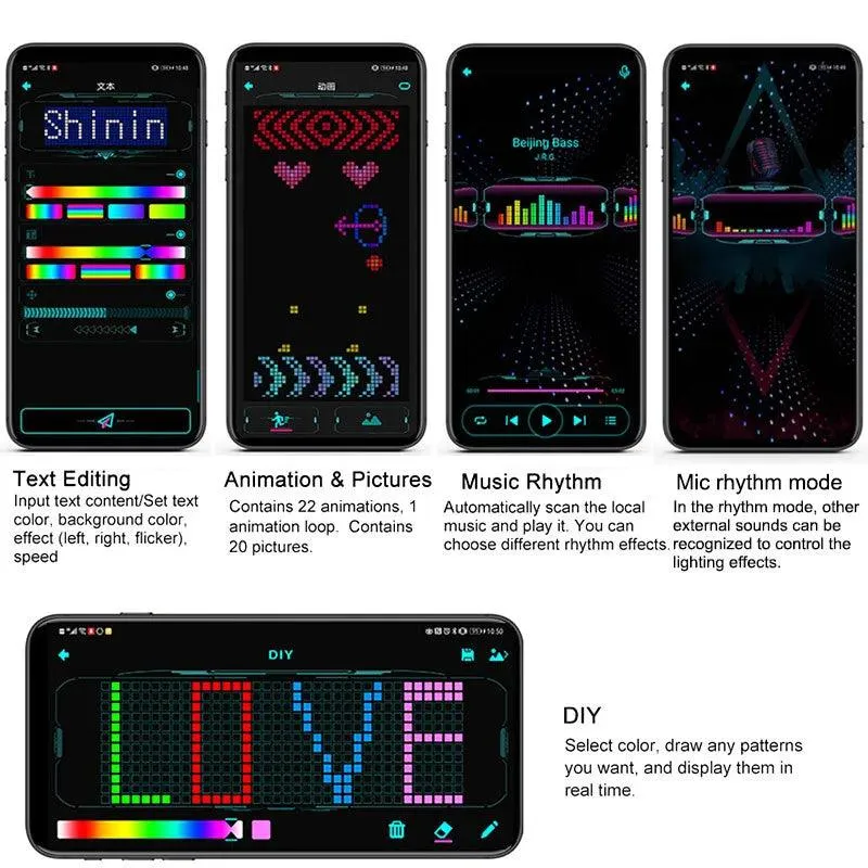 App Bluetooth Led Party Glasses Customized Languages Luminous Eyewear