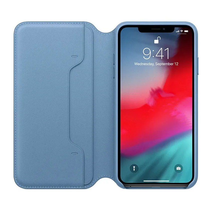 Apple iPhone XS Max Leather Folio Case Cape Cod Blue