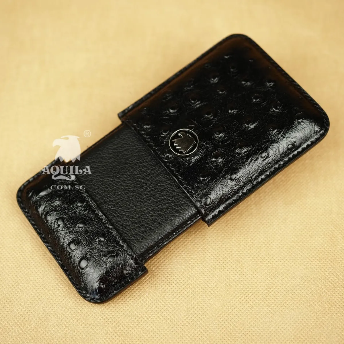 Aquila Black Ostrich Card case