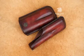 Aquila Hand Dyed Reddish Brown Leather Cigar Case