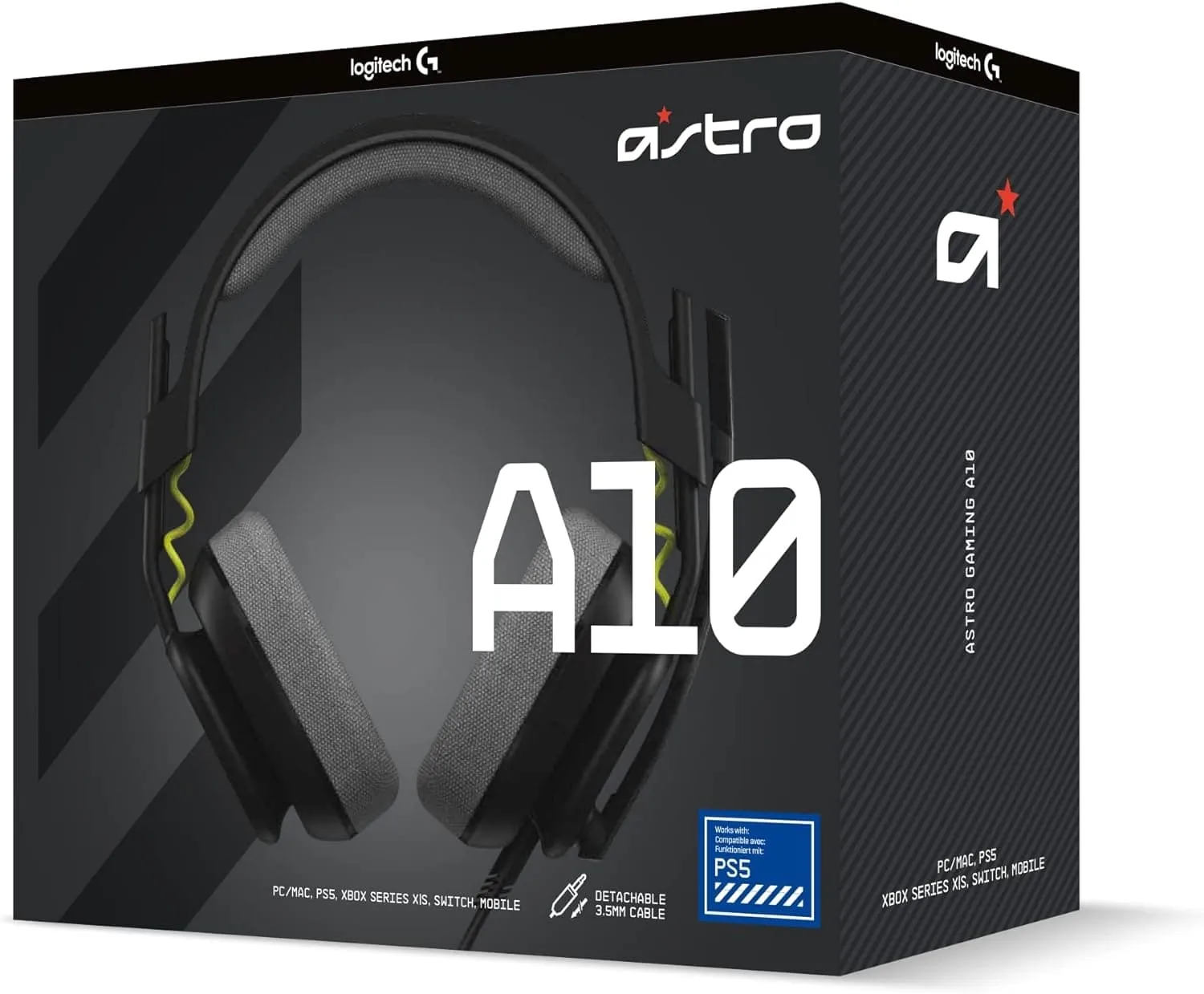 ASTRO A10 Gen 2 Wired Gaming Headset, Over-Ear with Flip-to-Mute Mic, 32mm Drivers, Compatible with PlayStation & PC - Black