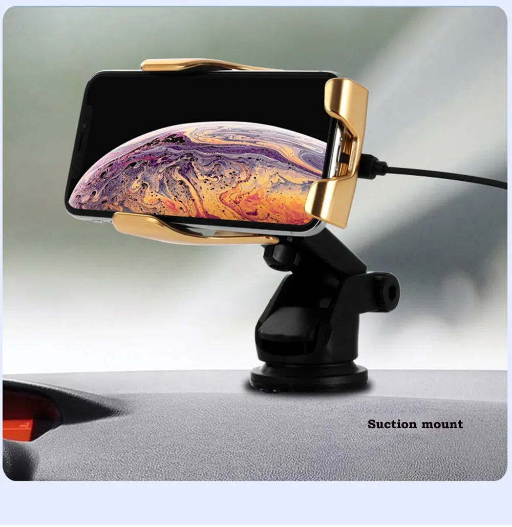 Automatic Clamp Car Wireless Charger 10W Quick Charge Mount Qi Infrared Sensor Phone Holder