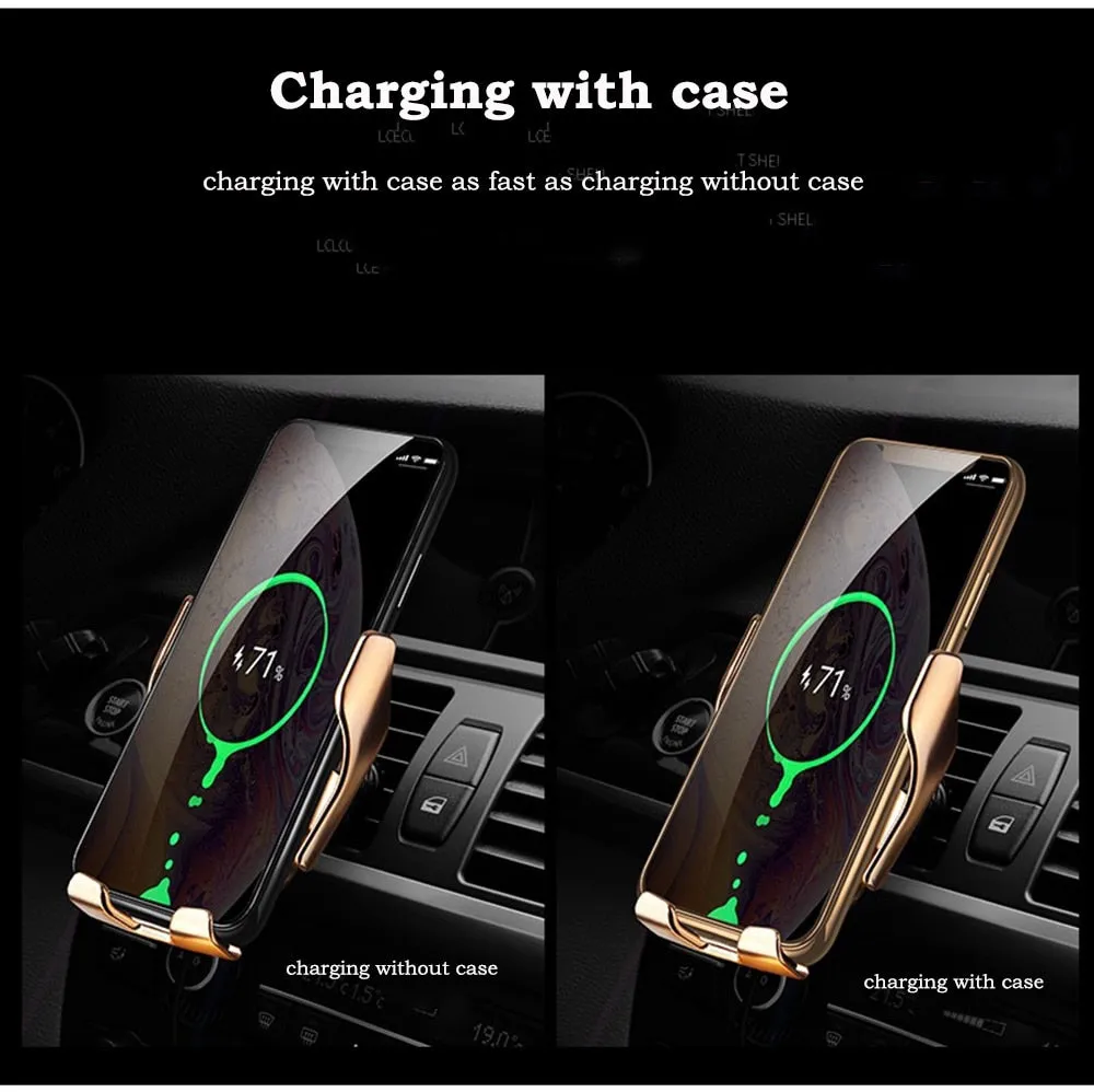 Automatic Clamp Car Wireless Charger 10W Quick Charge Mount Qi Infrared Sensor Phone Holder