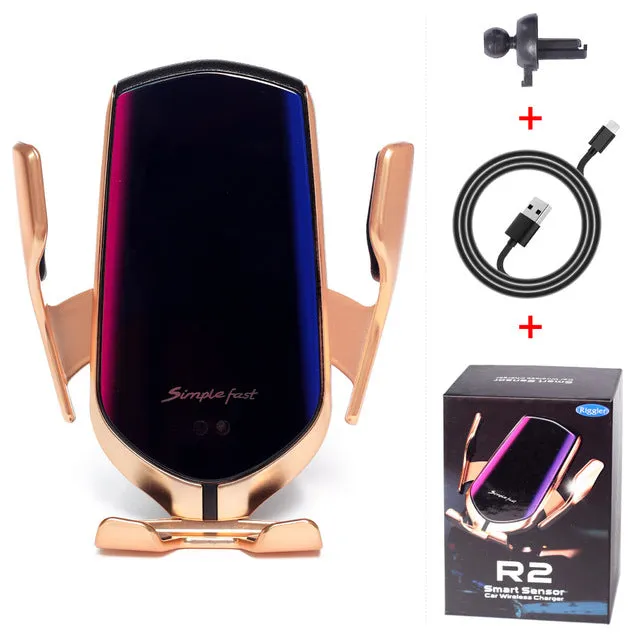 Automatic Clamp Car Wireless Charger 10W Quick Charge Mount Qi Infrared Sensor Phone Holder