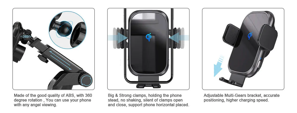 Automatic Induction Car Air Vent 15W Fast Qi Charging Wireless Car Charger