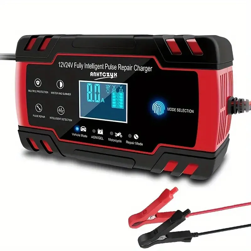 Automotive Smart 8A Car Battery Charger: Fully Automatic 12V/24V