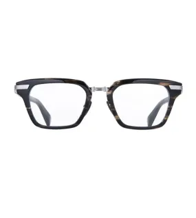 Balmain Unisex Dark Brown Swirl Rectangular Optical Frame