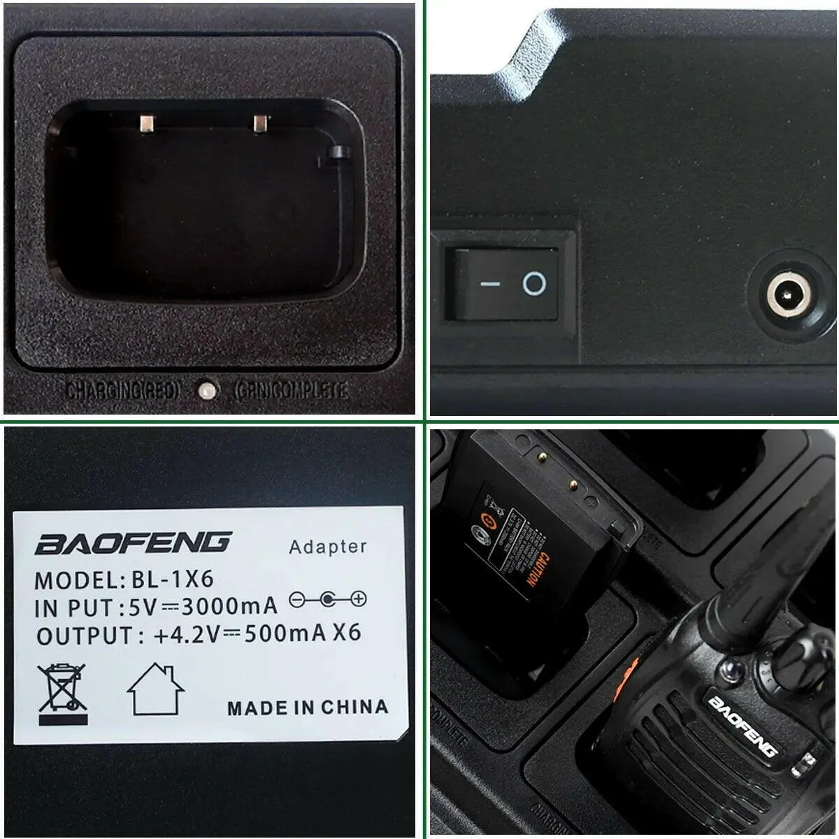 BAOFENG Six Way Desk Charger For BF-666S BF-777S BF-888S Ham Two Way Radio 6 In 1 Universal Rapid Replenisher Fast Chargering