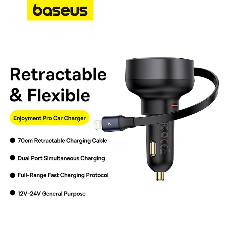 Baseus Enjoyment Pro Car Charger C Retractable iP Cable 55W-C00057803111-00