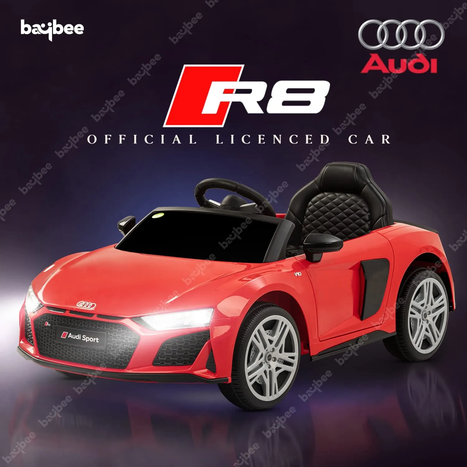 Baybee Official Licensed Audi R8 Battery Operated Car for Kids, Ride on Kids Car with Light & Music| Baby Big Car Rechargeable Battery Car | Electric Car for Kids to Drive 2 to 6 Years Boy Girl (Red)