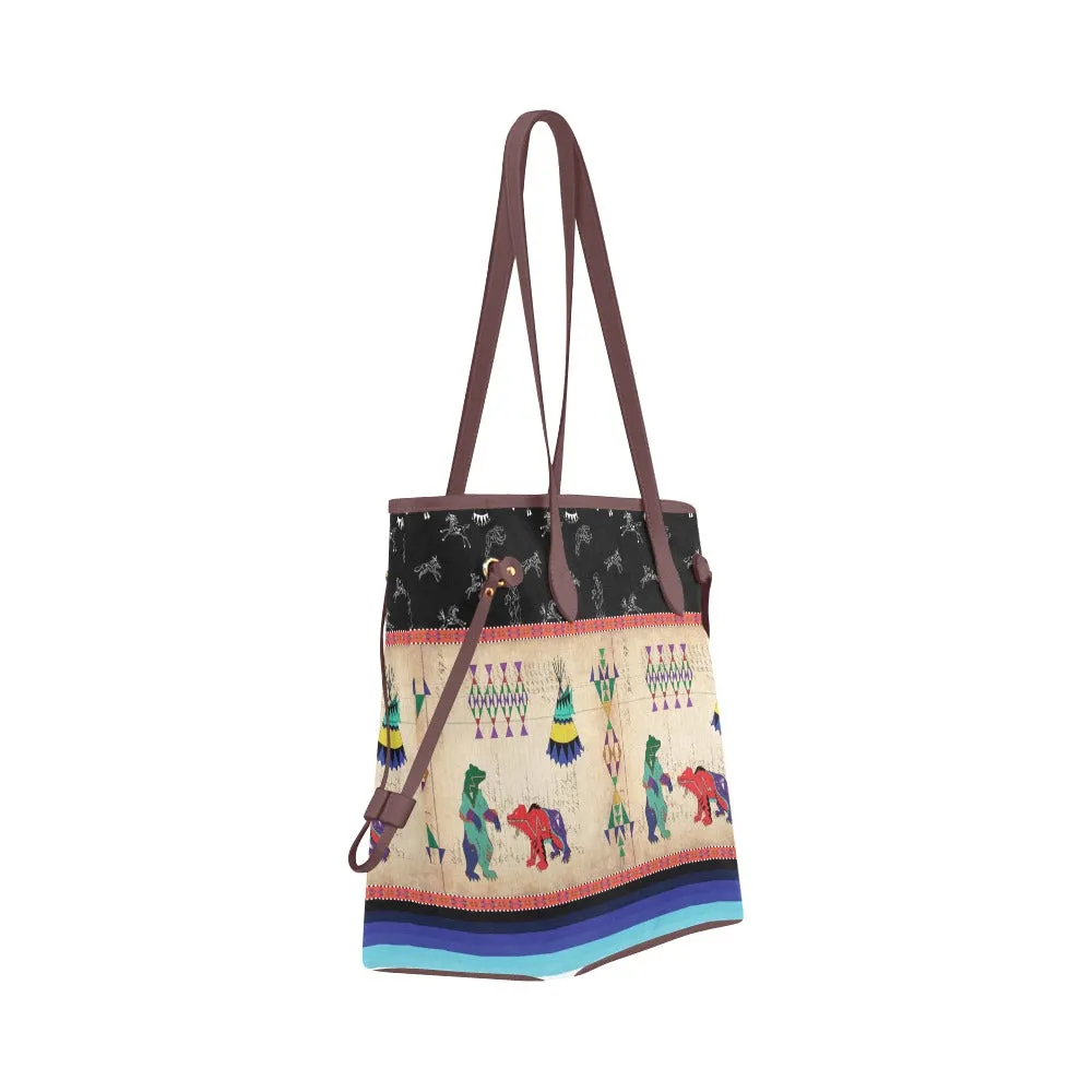 Bear Ledger Black Sky Clover Canvas Tote Bag