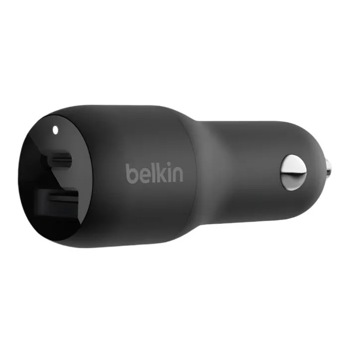 Belkin 37W Dual Usb Pd Car Charger 25W Usb-C & 12W Usb-A Black