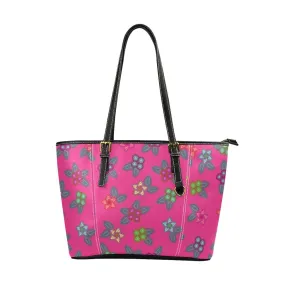 Berry Flowers Leather Tote Bag/Large