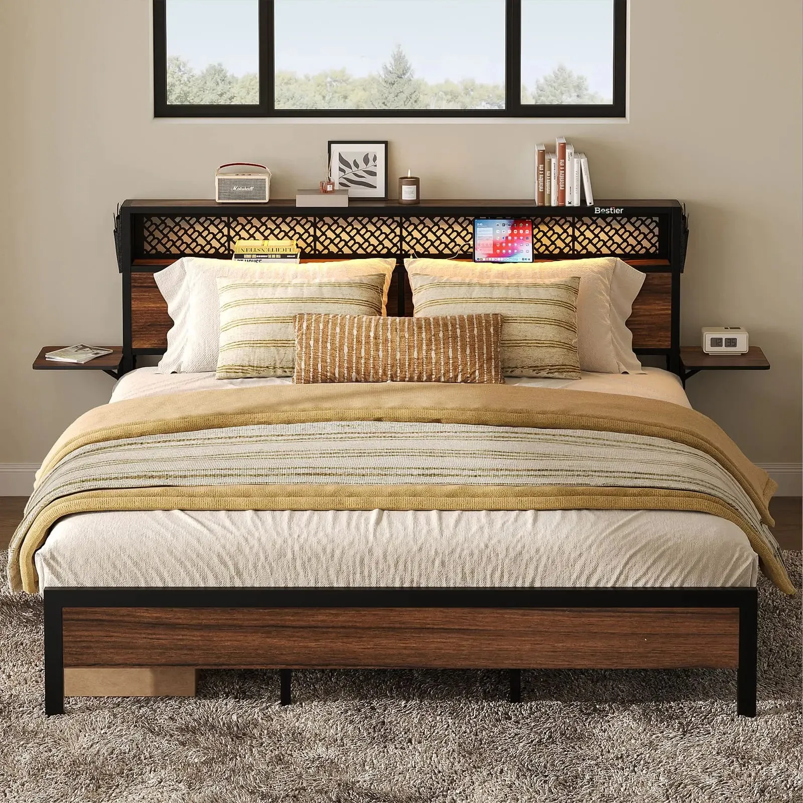 Bestier Full/Queen/King Size Bed Frame with Headboard