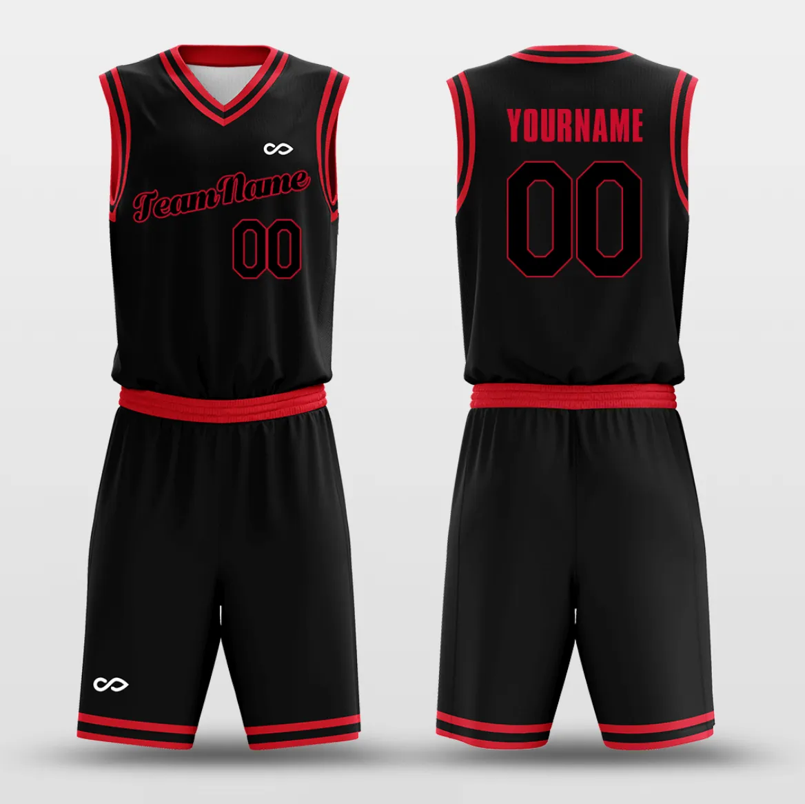 Black Red - Customized Basketball Jersey Set Design