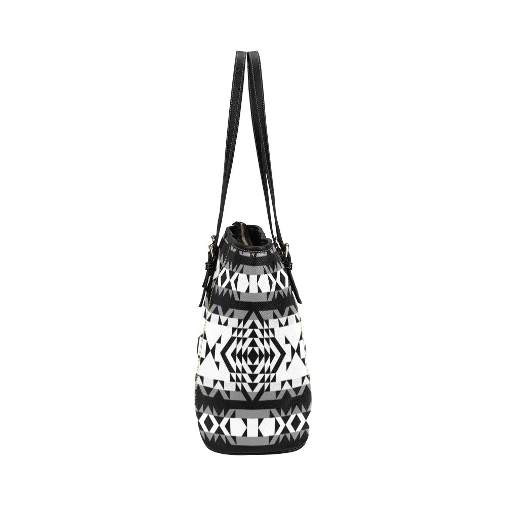 Black Rose Blizzard Leather Tote Bag/Large