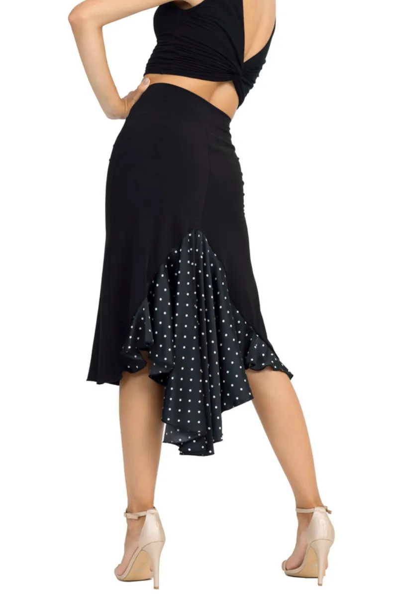 Black Tango Skirt With Satin Polka-Dot Tail (S)