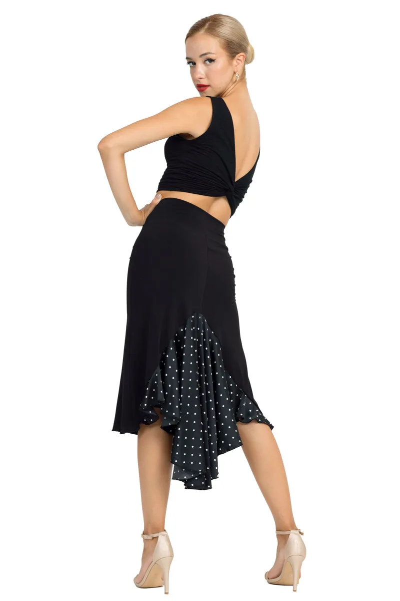 Black Tango Skirt With Satin Polka-Dot Tail (S)