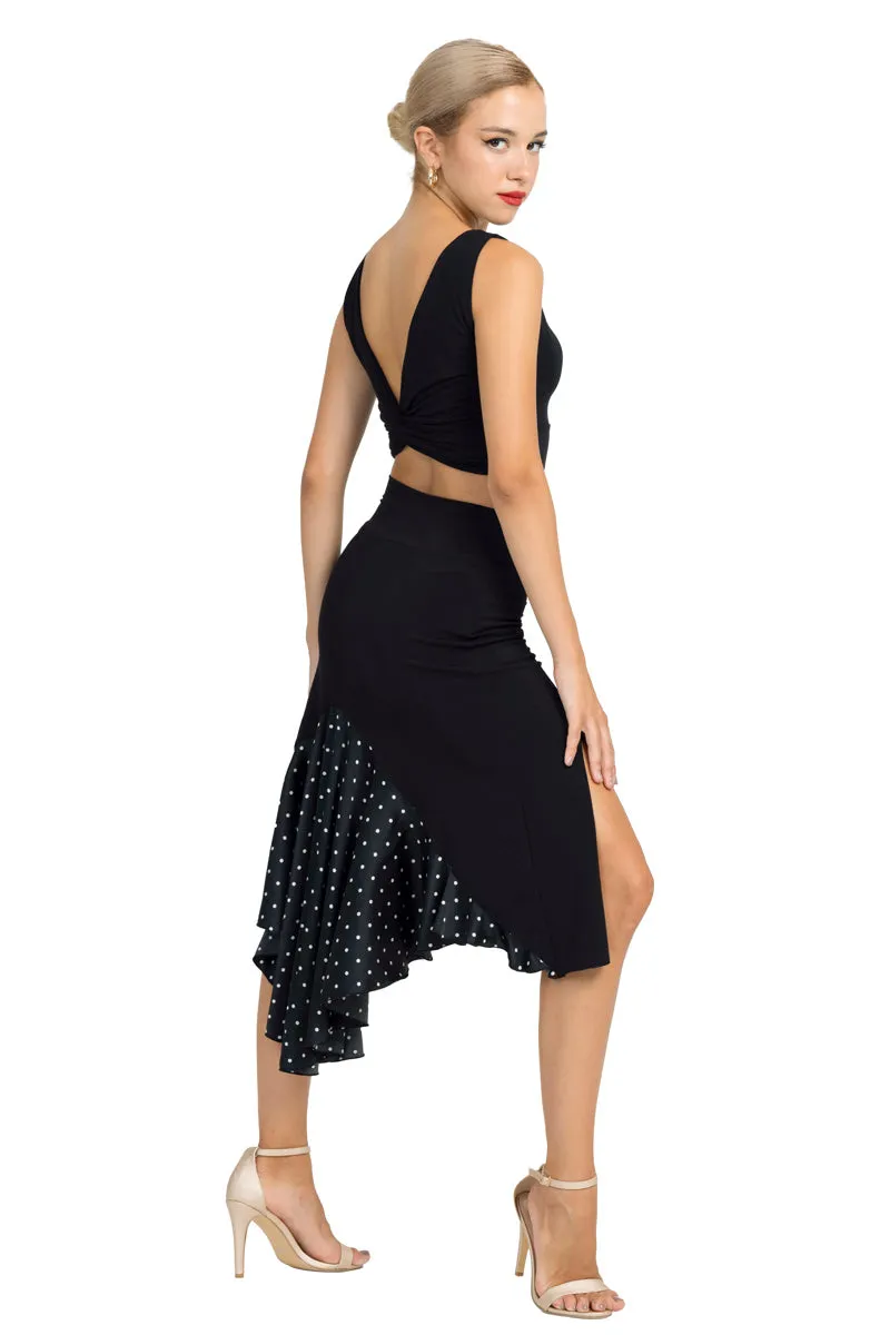 Black Tango Skirt With Satin Polka-Dot Tail (S)